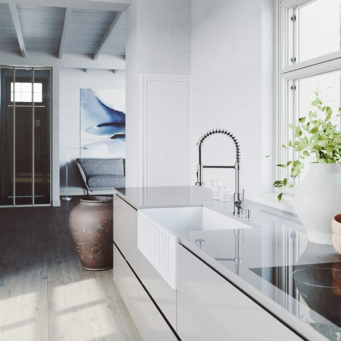 Commercial Single Handle Pull Down Sprayer Kitchen Faucet