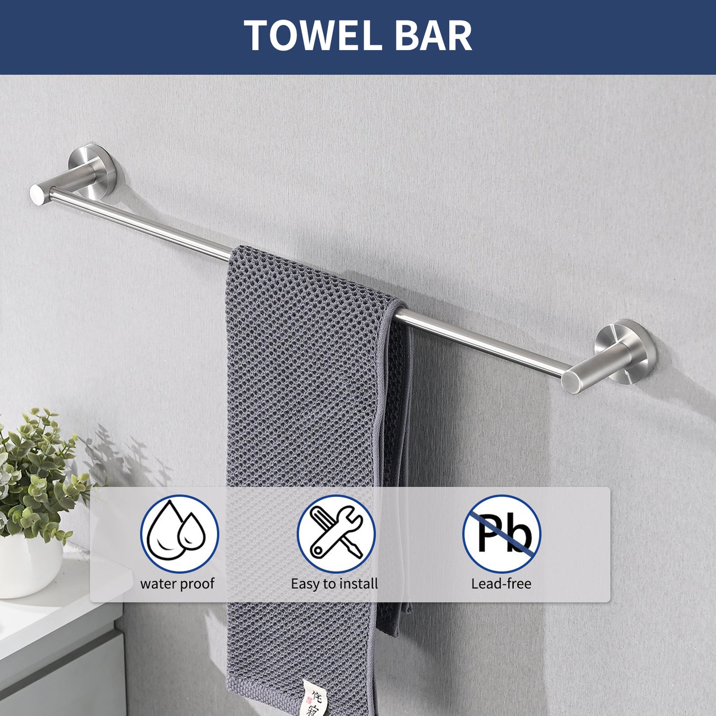 Brushed Nickel Bathroom Towel and Hardware Set 4 Pieces