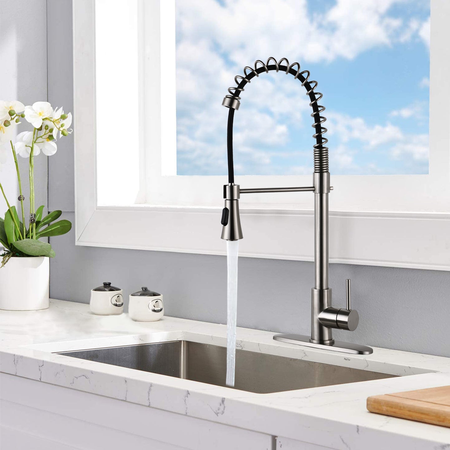 Single Handle Spring High Arc Kitchen Faucet