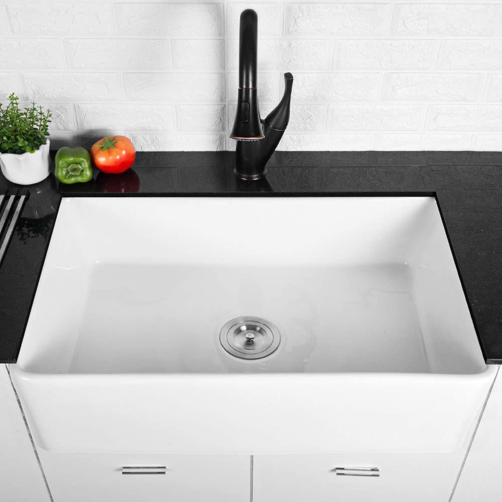 Farmhouse Kitchen Sink White Fireclay Apron Front Sink