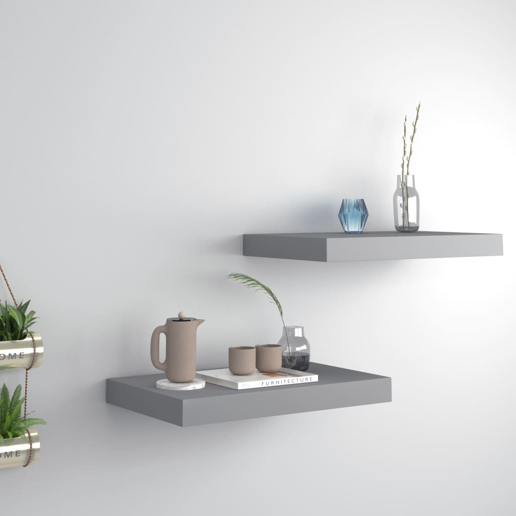 Floating Wall Shelves 2 pcs Gray 15.7"x9.1"x1.5"