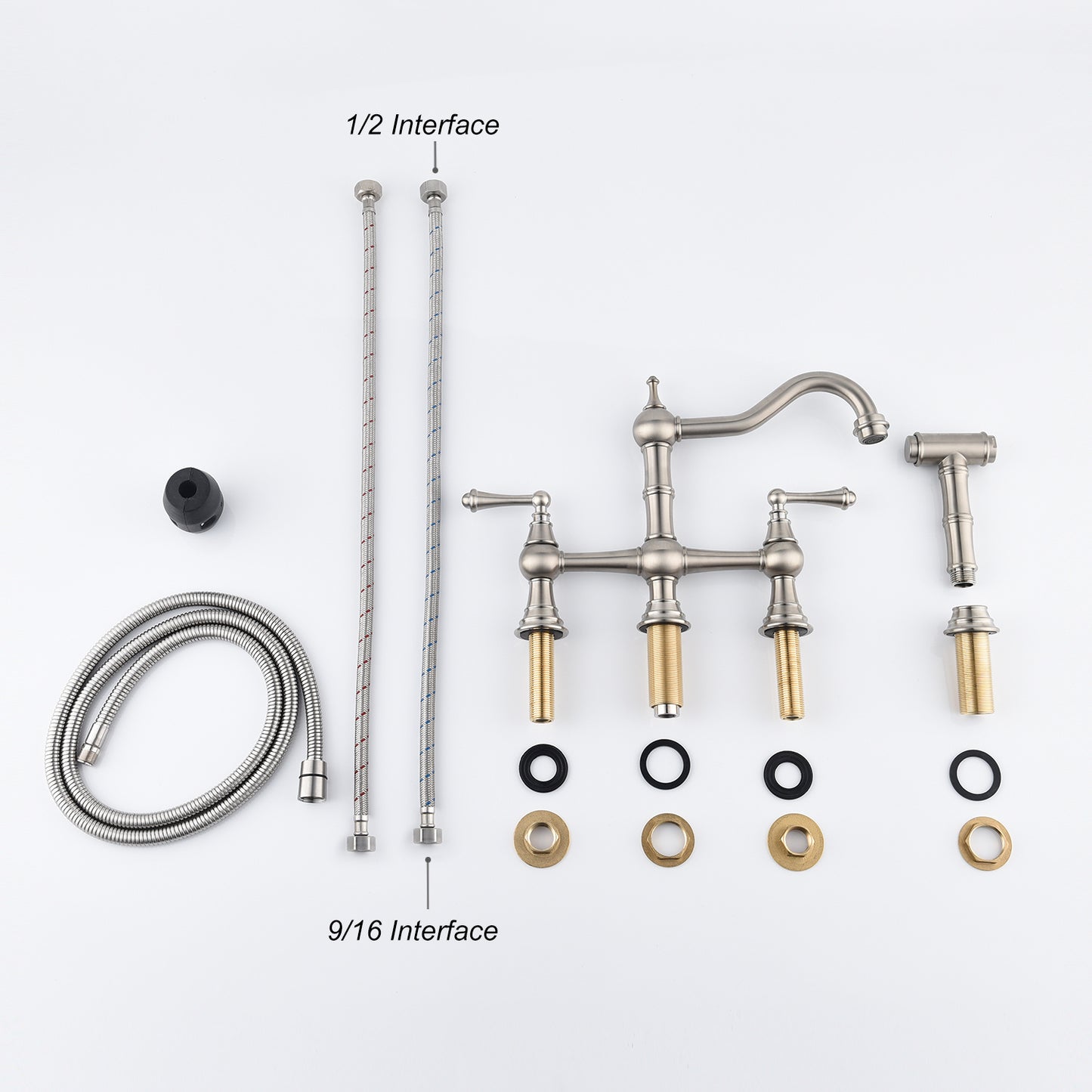 Bridge Dual Handle Kitchen Faucet with Side Sprayer