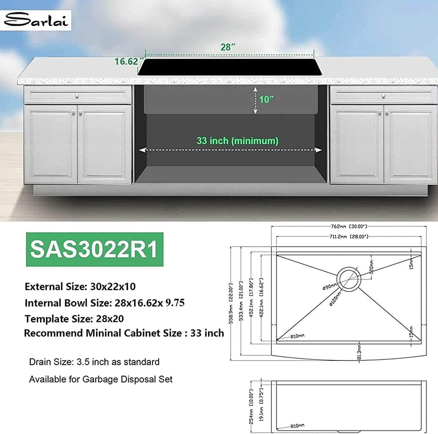 30" Gun Metal Black Farmhouse Workstation Sink