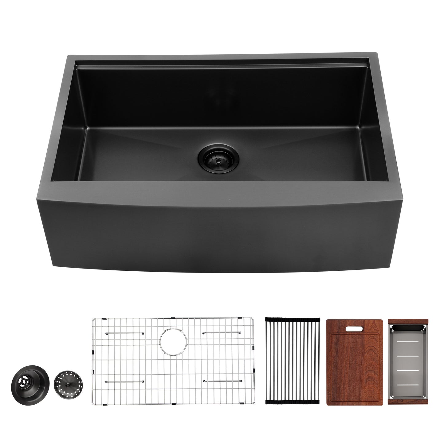 30" Gun Metal Black Farmhouse Workstation Sink
