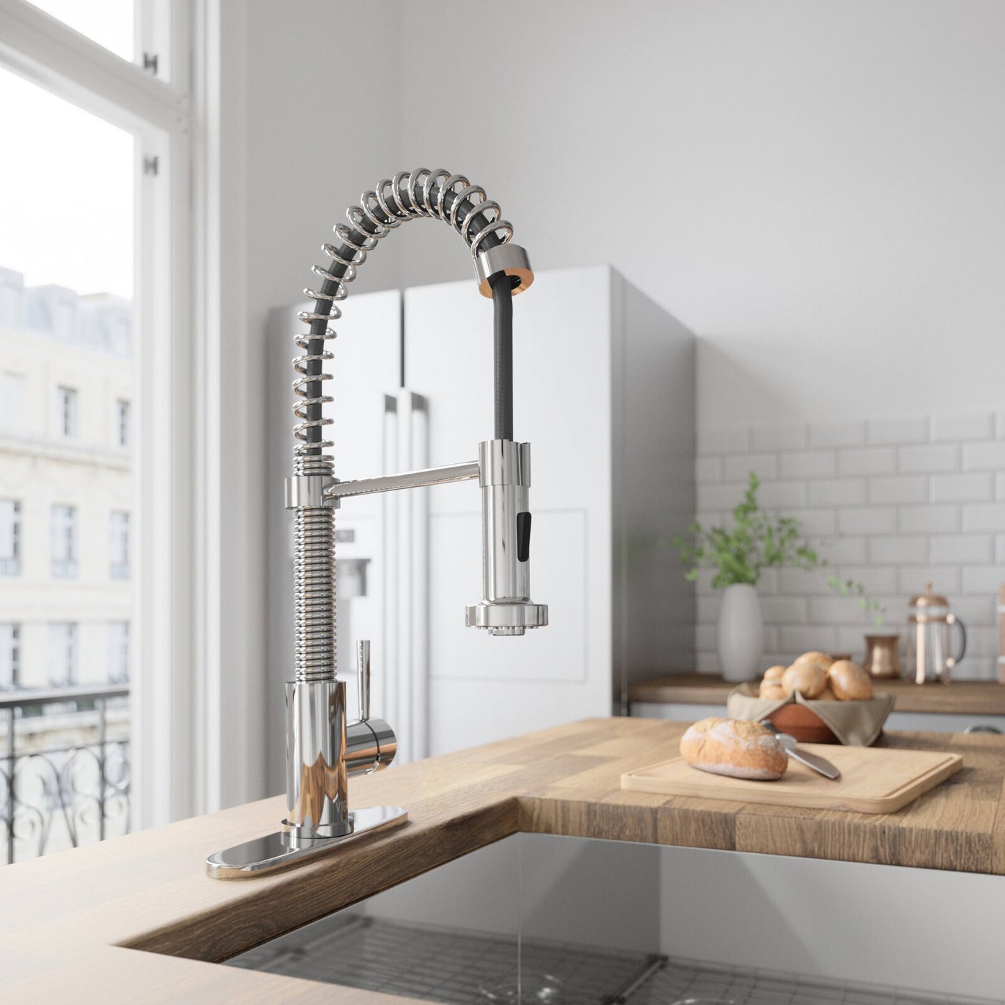 Commercial Single Handle Pull Down Sprayer Kitchen Faucet