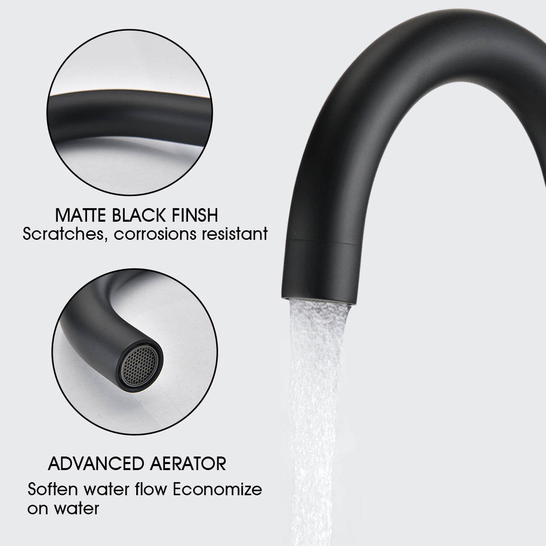 Matte Black Two Handle Widespread Bathroom Sink Faucet