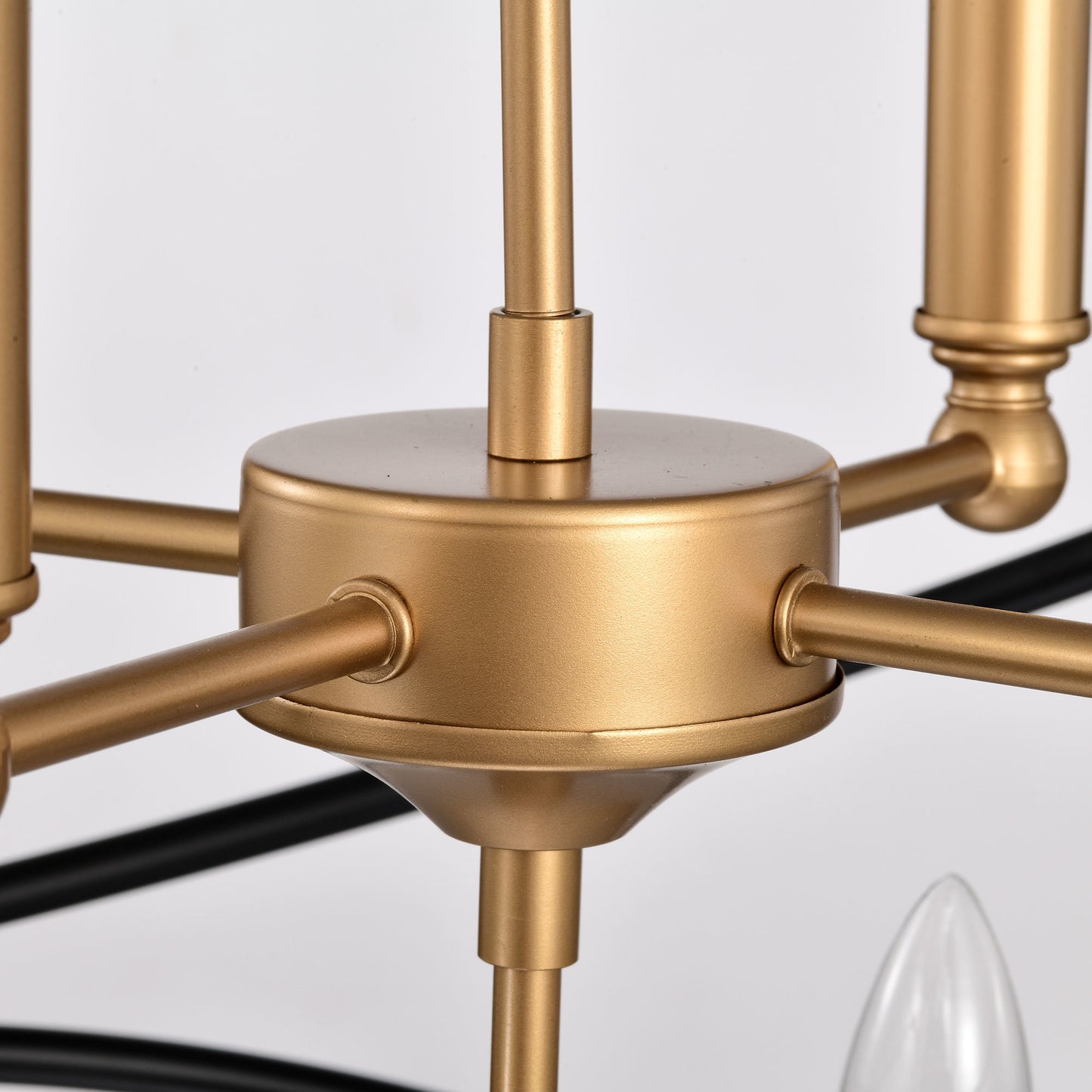 Transitional Gold/Matte Black Metal Chandelier Fixture; 8 lights ; 2-Tier-Candle Ceiling Light