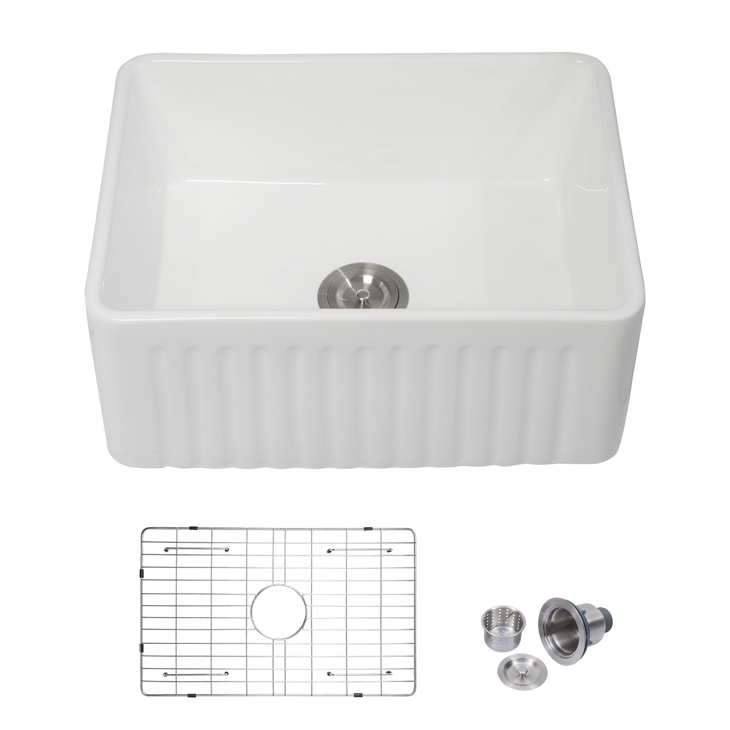 Farmhouse Kitchen Sink White Fireclay Apron Front Sink