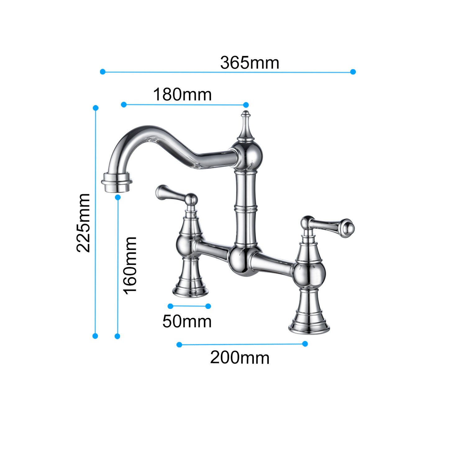 Double Handle Widespread Kitchen Faucet with Traditional Handles,Bridge Dual Handles Kitchen Faucet,Kitchen sink faucet