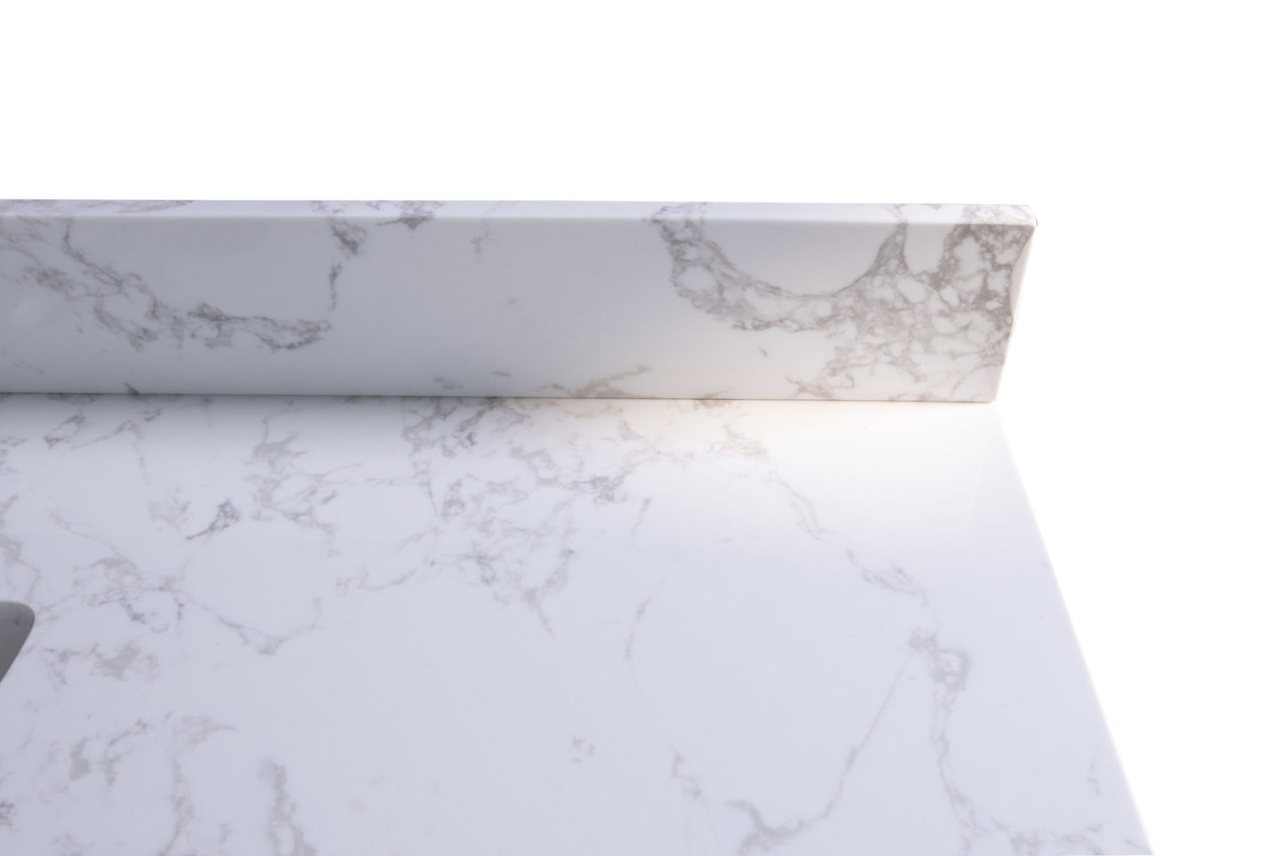 61''x22" bathroom stone vanity top engineered stone carrara white marble color with double rectangle undermount ceramic sink