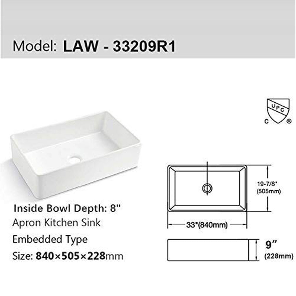 Farmhouse Kitchen Sink White Fireclay Apron Front Sink