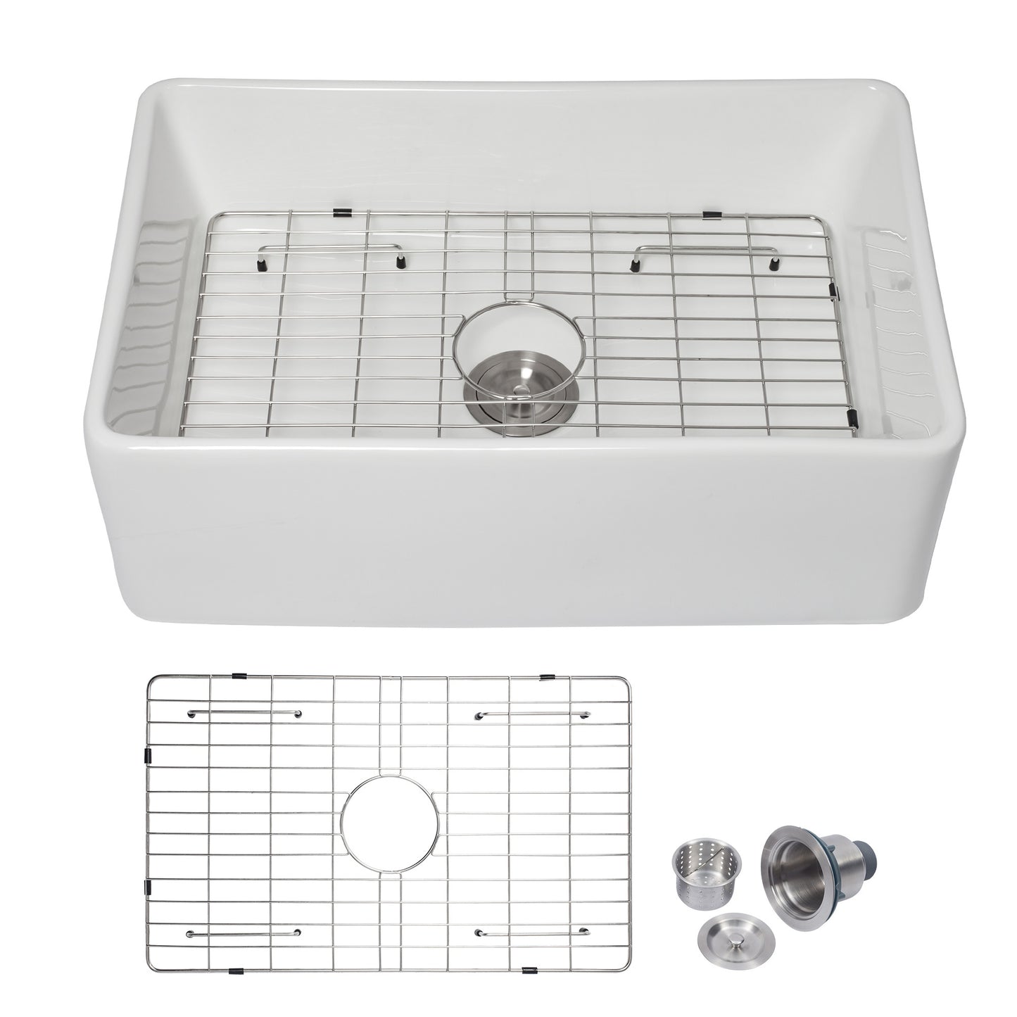 Farmhouse Kitchen Sink White Fireclay Apron Front Sink
