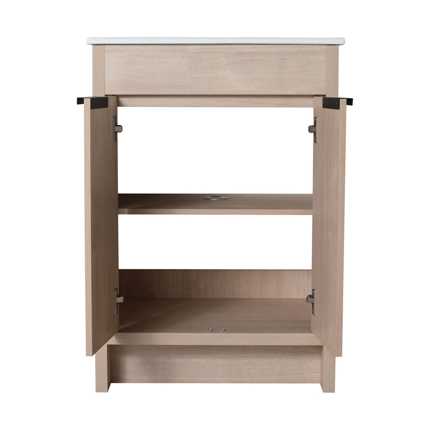 Freestanding Bathroom Vanity, White Ceramic Sink with 2 Soft-Close Cabinet Doors