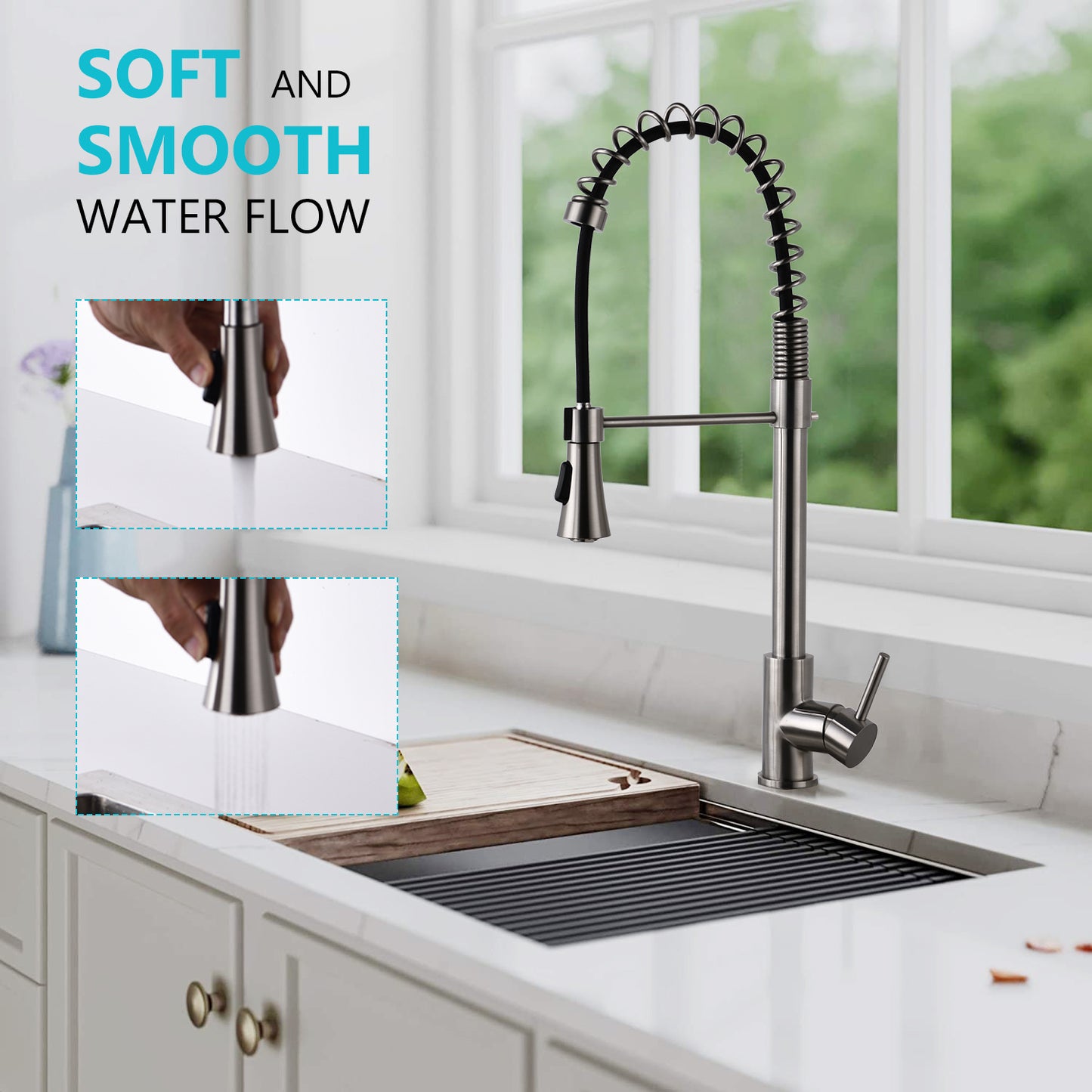 Single Handle Spring High Arc Kitchen Faucet