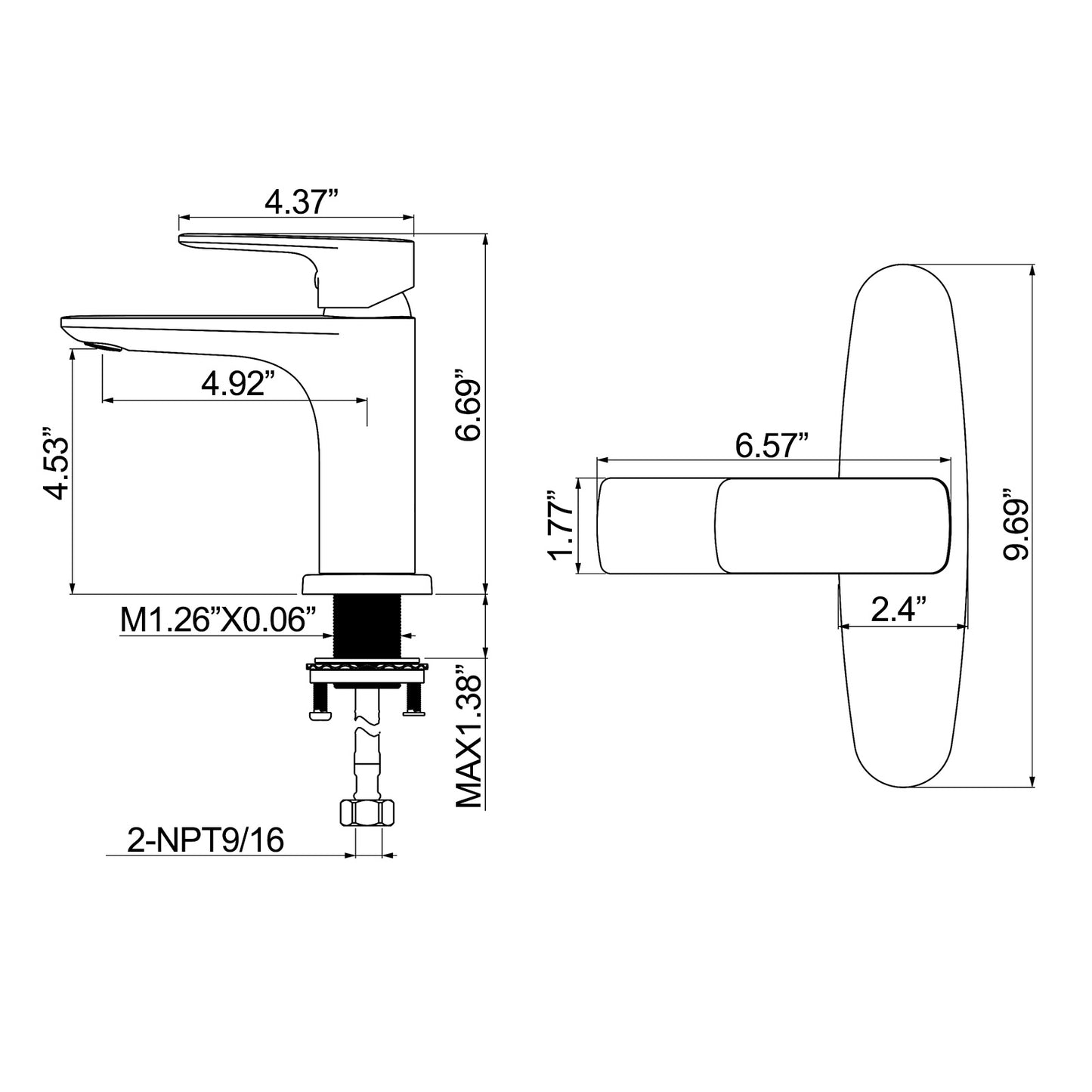 Black Bathroom Faucet Single Handle Bathroom Sink Faucet with Deck Plate RBF65012MBP