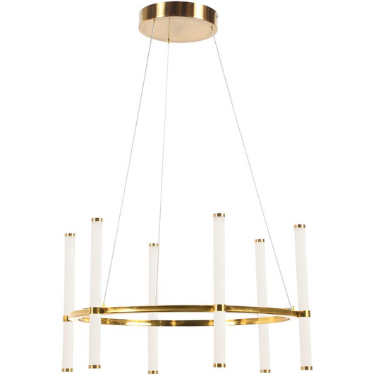 36W Chandelier, Aged Brass with White Acrylic Diffuser