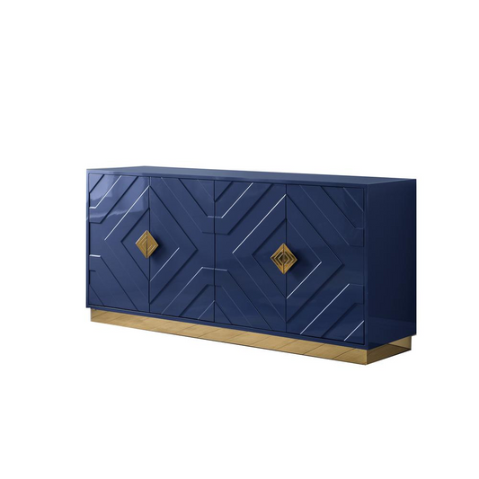 65" Wood Sideboard with Gold Accents in Navy