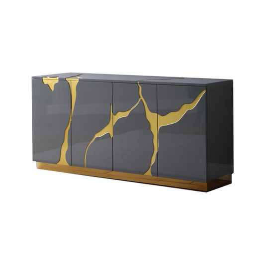 Best Master Furniture Domitianus Wood Sideboard with Gold Accents in Gray