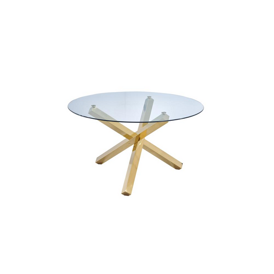Best Master Furniture Tracy 54" Round Tempered Glass Dining Table in Gold