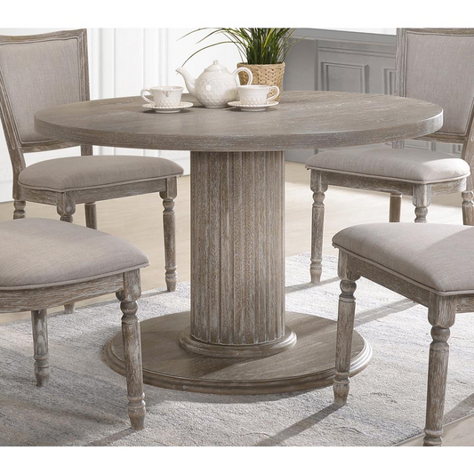 5 Piece Round Wood Dinette Set in Gray Wood Finish