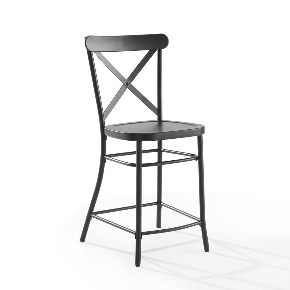 X Back 2Pc Steel Counter Stool Set Matte Black