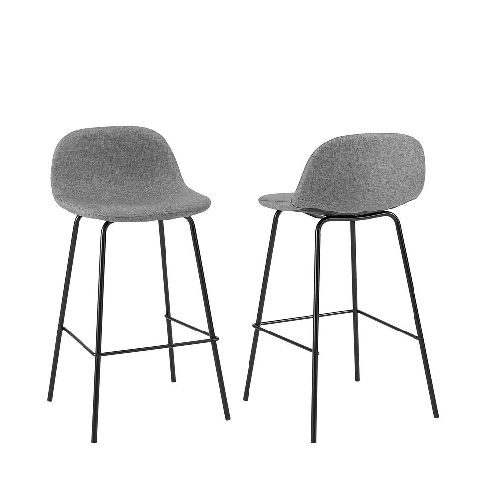 2Pc Counter Stool Set in Gray/ Matte Black