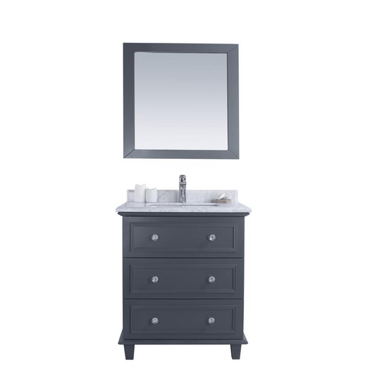 Luna - 30 - Maple Grey Cabinet + White Carrara Marble Countertop