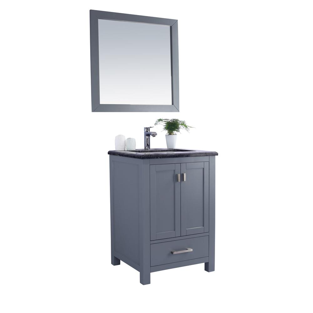 Wilson 24 - Grey Cabinet + Black Wood Marble Countertop