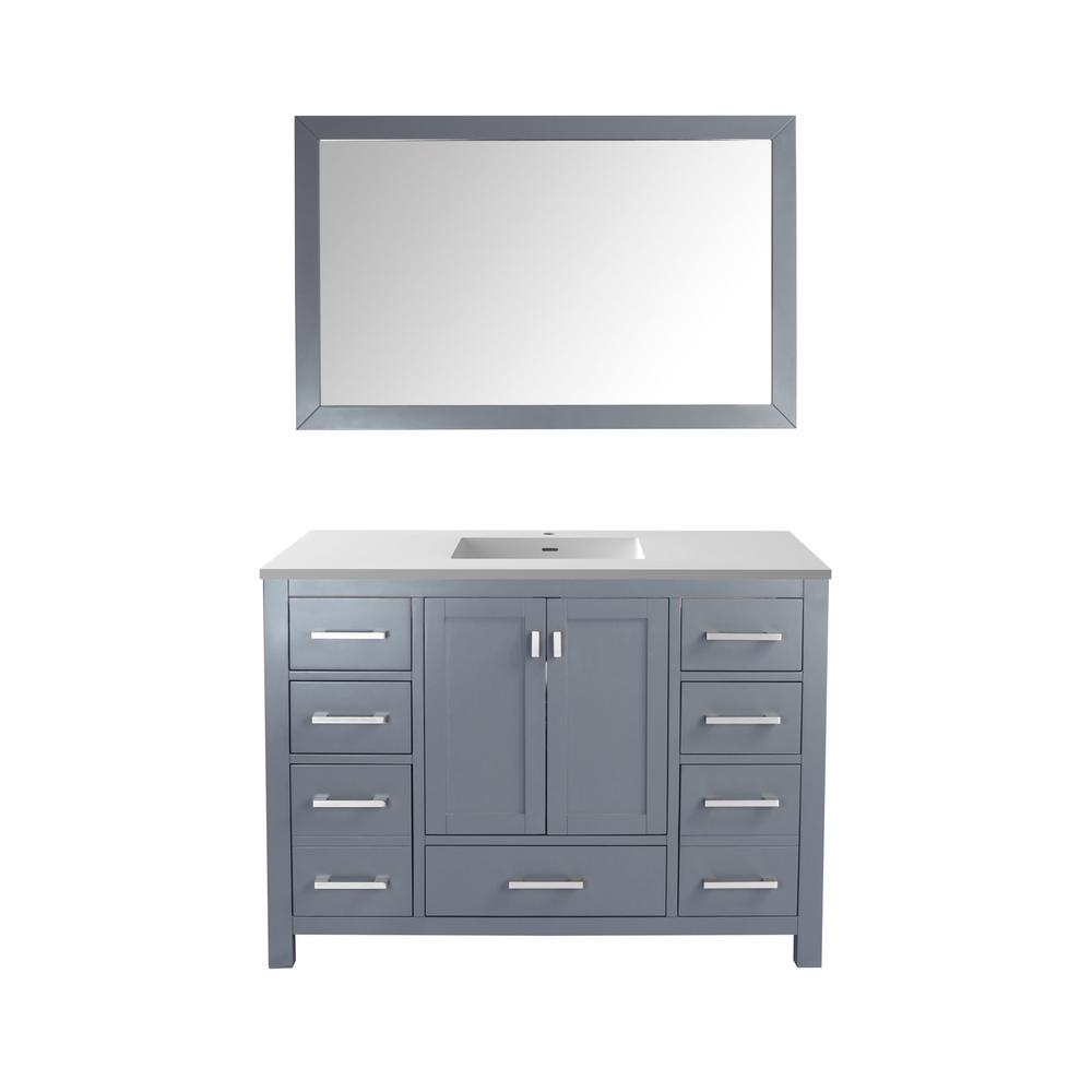 Wilson 48 - Grey Cabinet + Matte White VIVA Stone Solid Surface Countertop