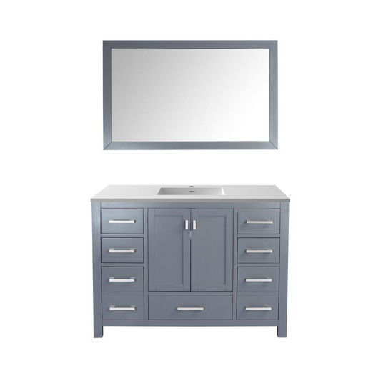 Wilson 48 - Grey Cabinet + Matte White VIVA Stone Solid Surface Countertop