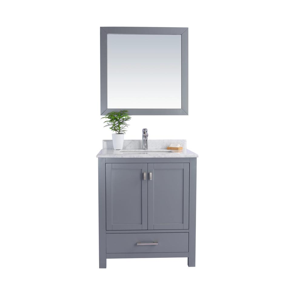 Wilson 30 - Grey Cabinet + White Carrara Marble Countertop