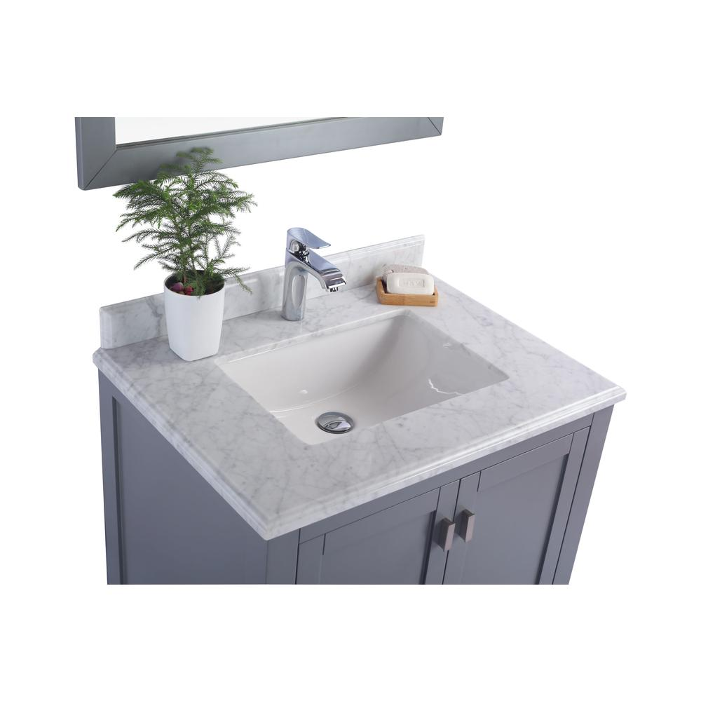 Wilson 30 - Grey Cabinet + White Carrara Marble Countertop