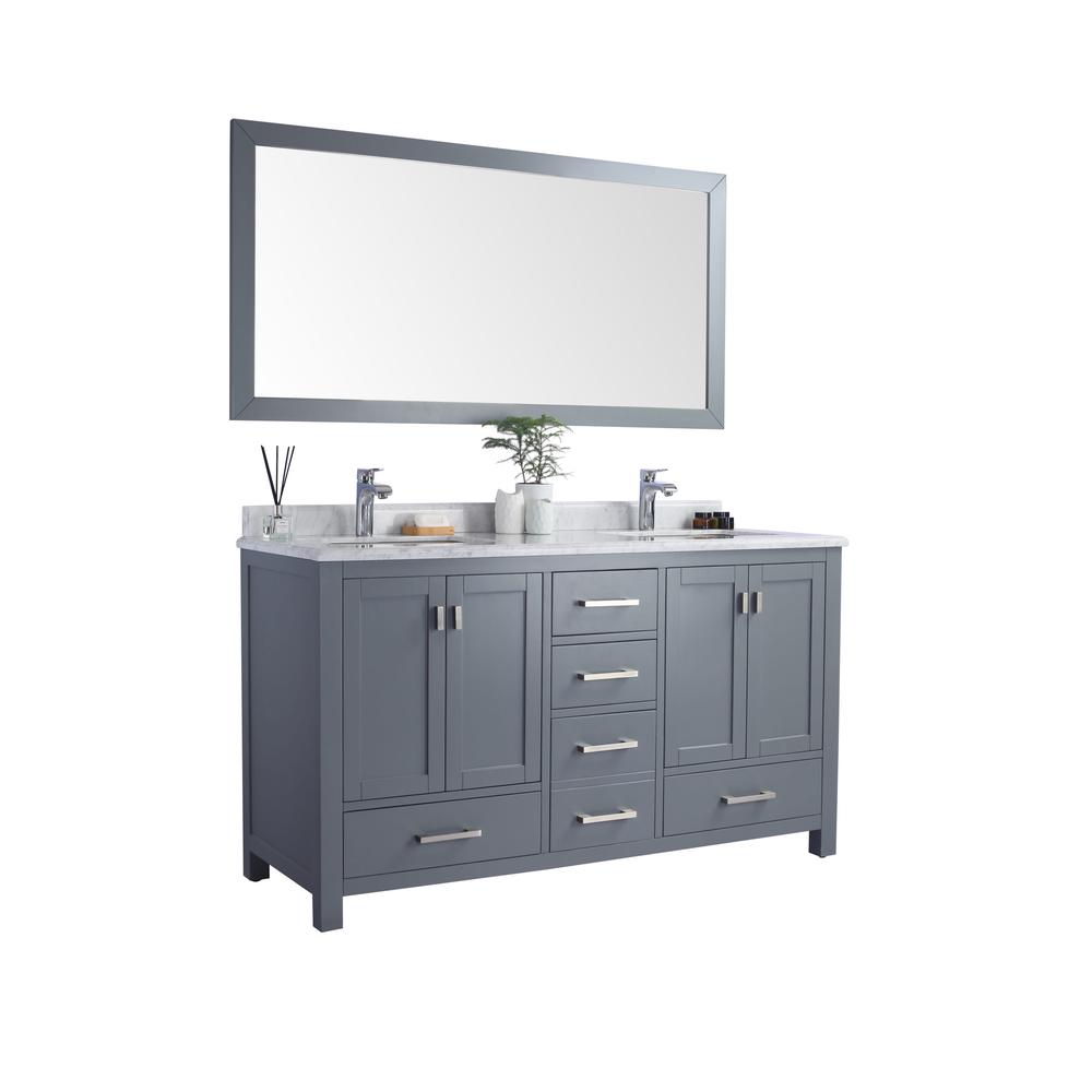 Wilson 60 - Grey Cabinet + White Carrara Marble Countertop