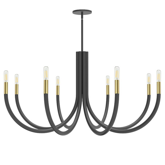 8 Light Incandescent Chandelier, Matte Black and Aged Brass      (WAN-388C-MB-AGB)