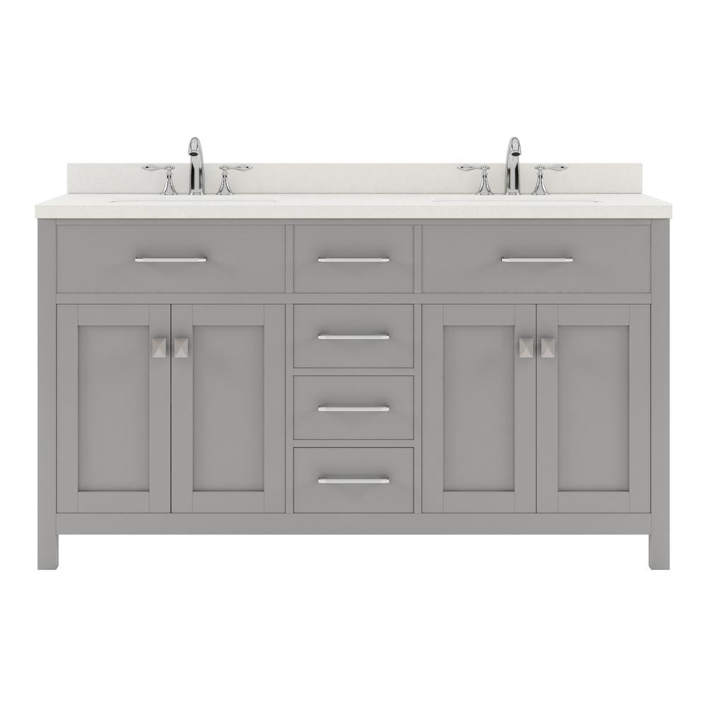 Caroline 60" Double Bath Vanity in Gray with Quartz Top and Sinks MD-2060-DWQSQ-CG-NM