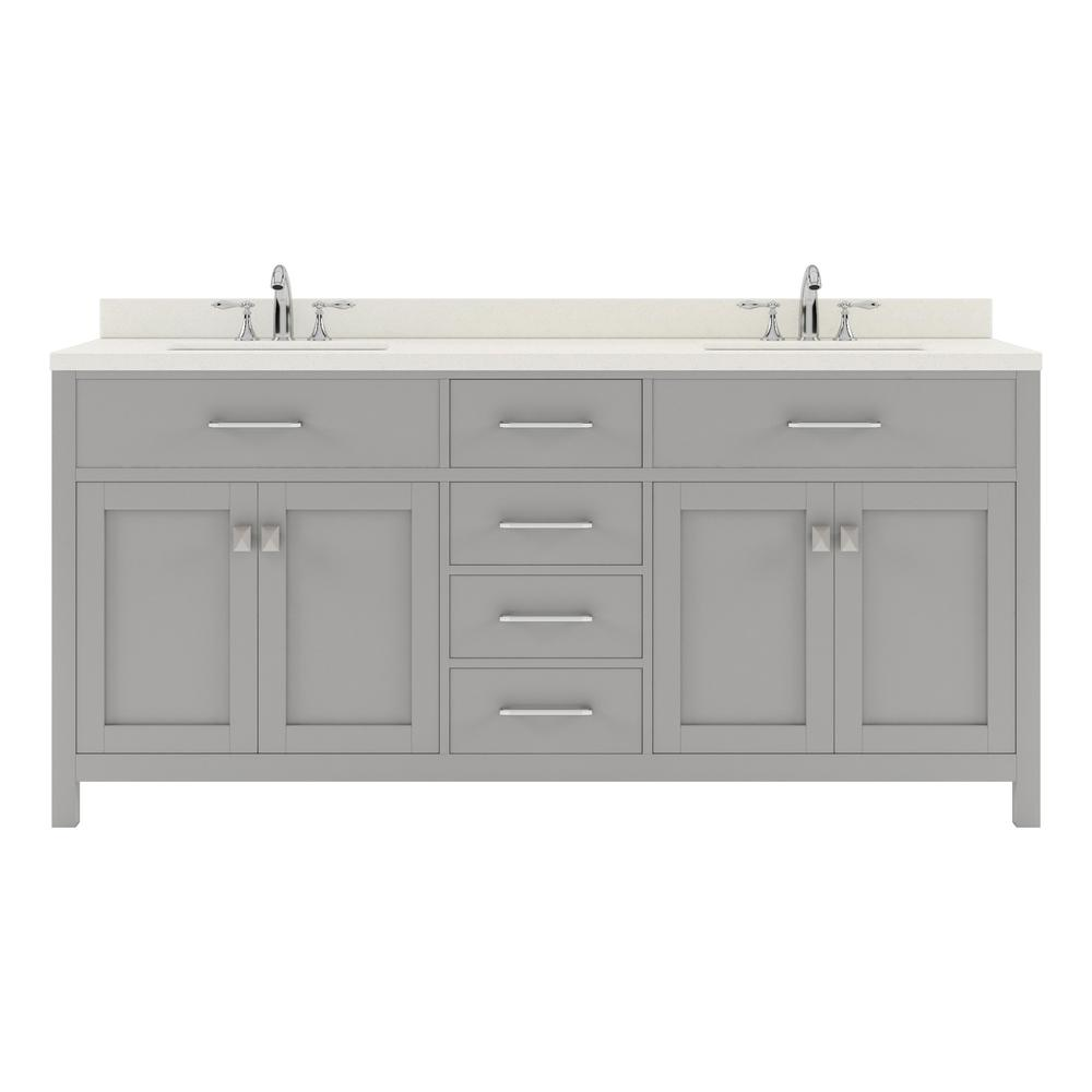 Caroline 72" Double Bath Vanity in Gray with Quartz Top and Sinks MD-2072-DWQSQ-CG-NM