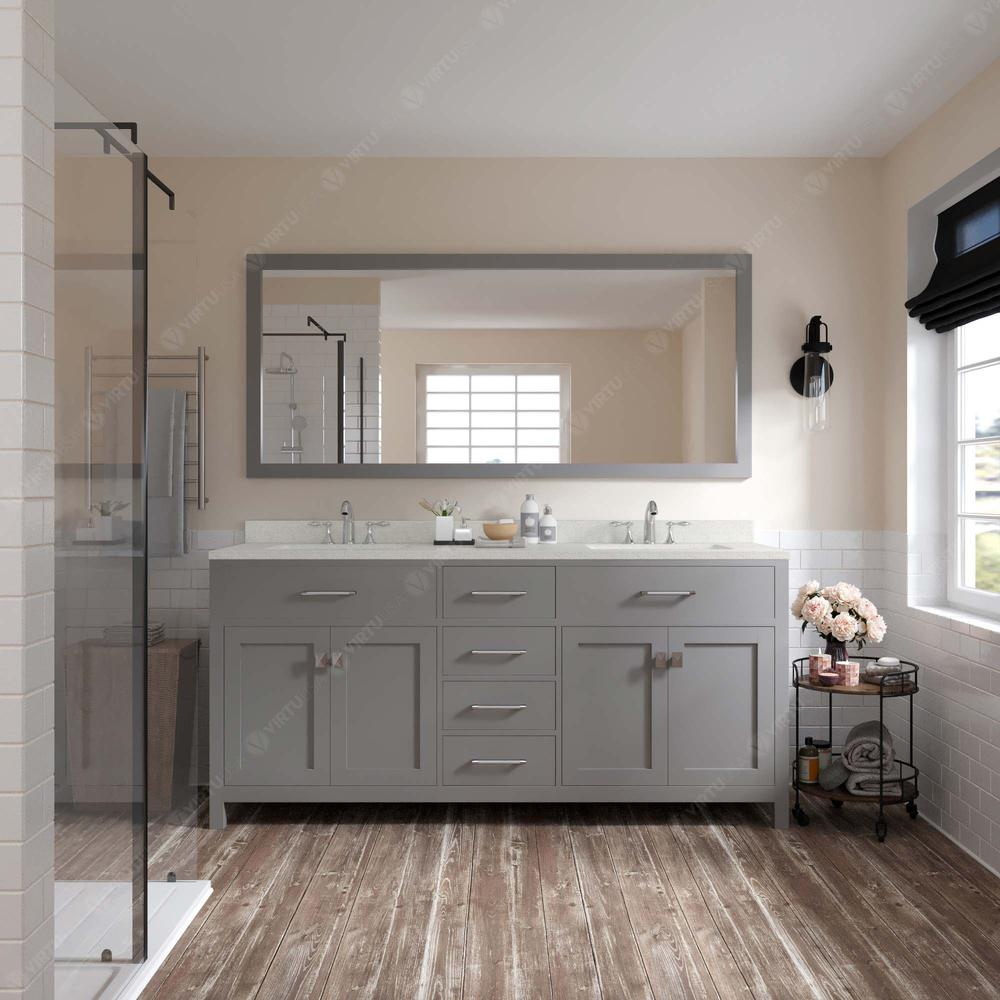 Caroline 72" Double Bath Vanity in Gray with Quartz Top and Sinks MD-2072-DWQSQ-CG-NM