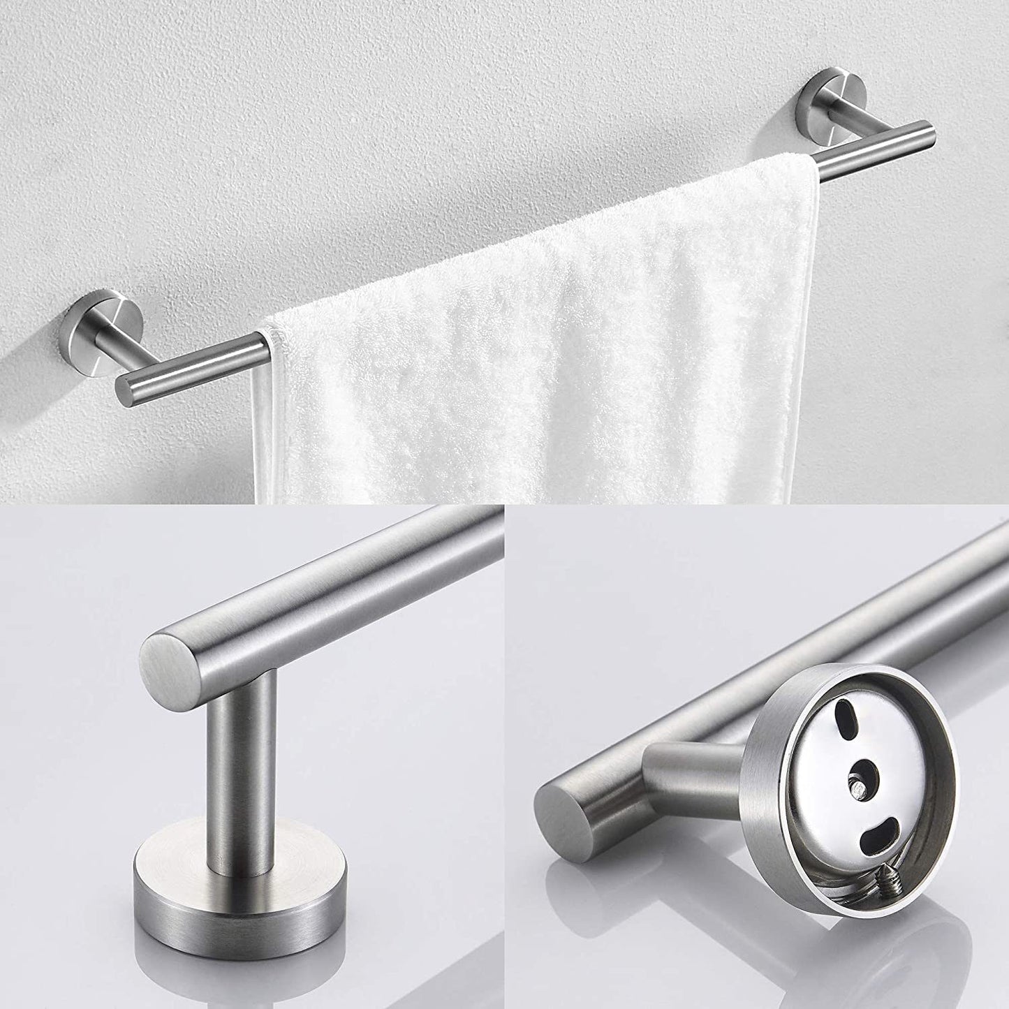 3-Piece Bathroom Hardware Set with Toilet Paper Holder, Towel Ring, Adjustable Towel Bar