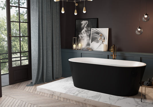 Acrylic Freestanding Soaking Bathtub in Black