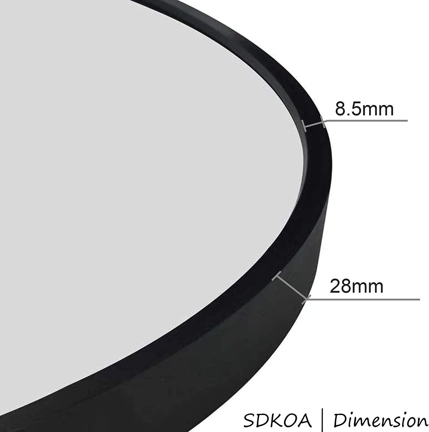 SDKOA Wall Round Mirror 24 Inch with Black Modern Aluminum Alloy Frame, Large Circle Mirror Wall Mounted for Bathroom, Living Room, Entryways