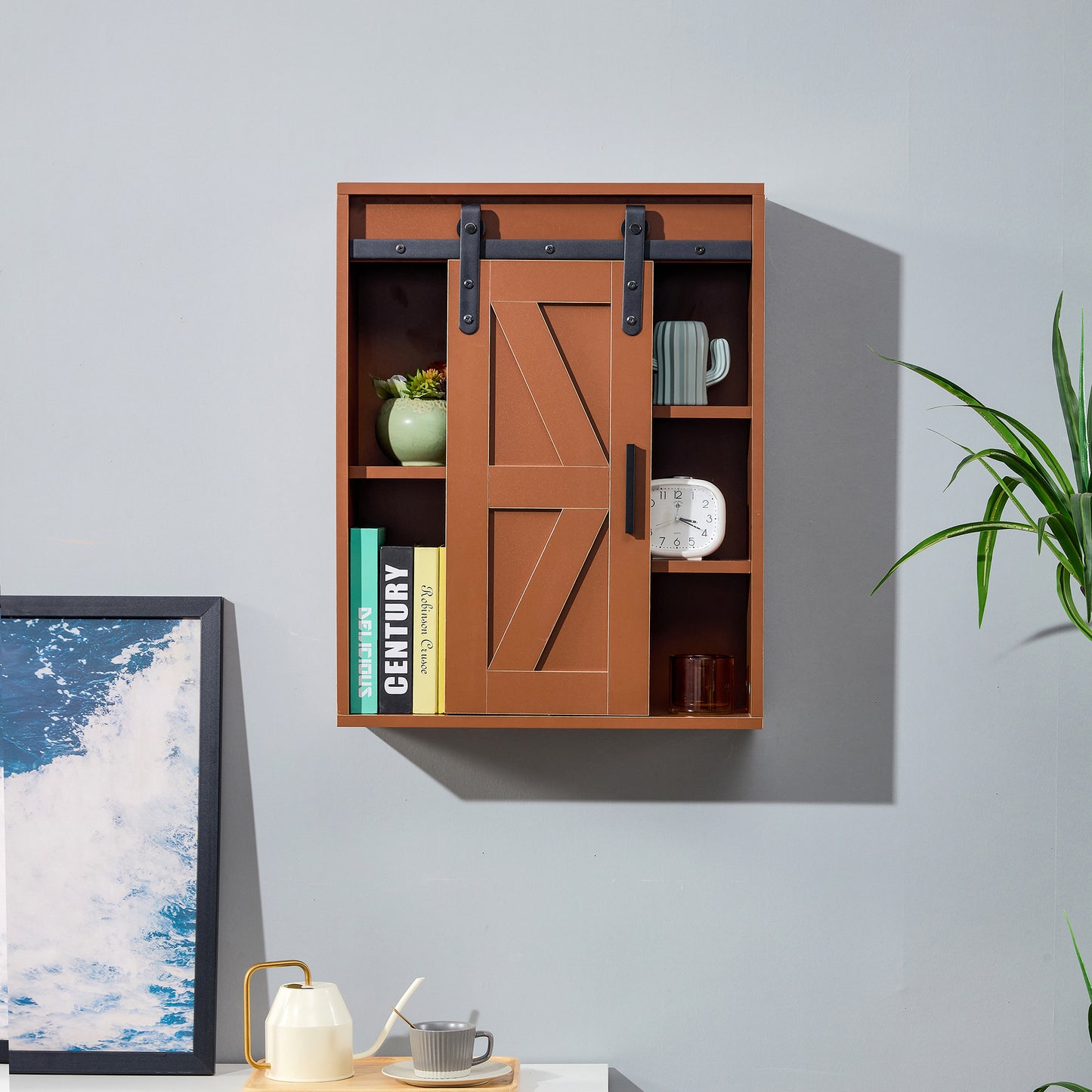 Wood wall-mounted storage cabinet