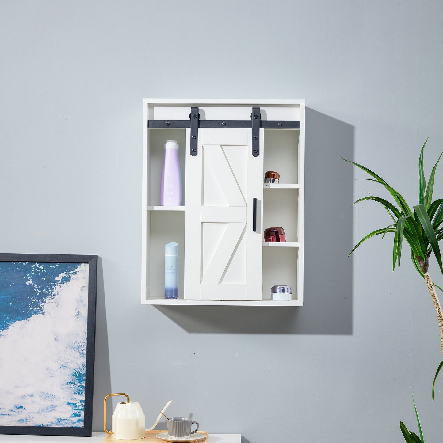 Wood wall-mounted storage cabinet