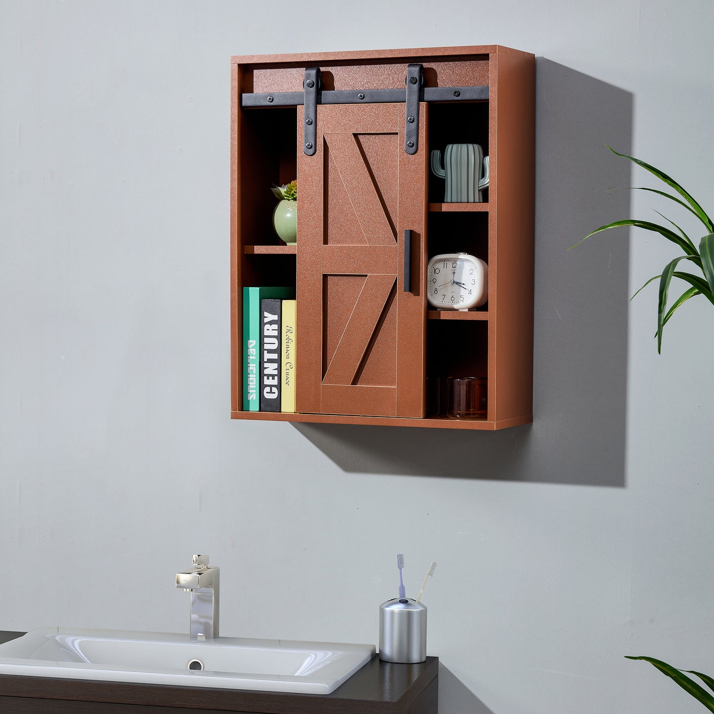 Wood wall-mounted storage cabinet