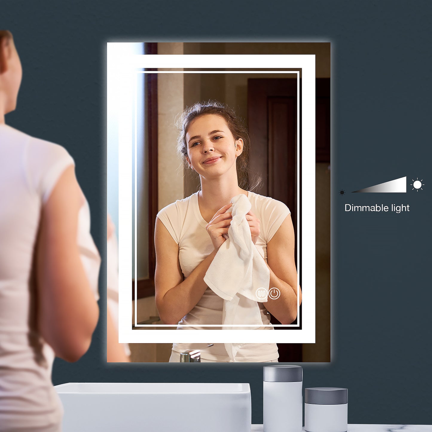 28x36 Inch Vanity Mirror With Lights With 3 Light Settings - Anti Fog Wall Mirror