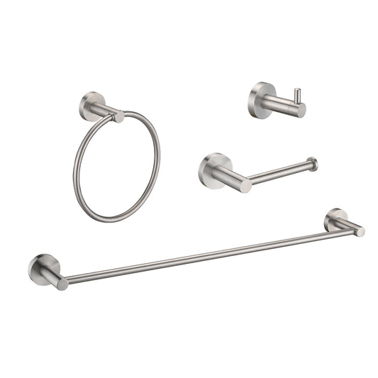 Brushed Nickel Bathroom Towel and Hardware Set 4 Pieces