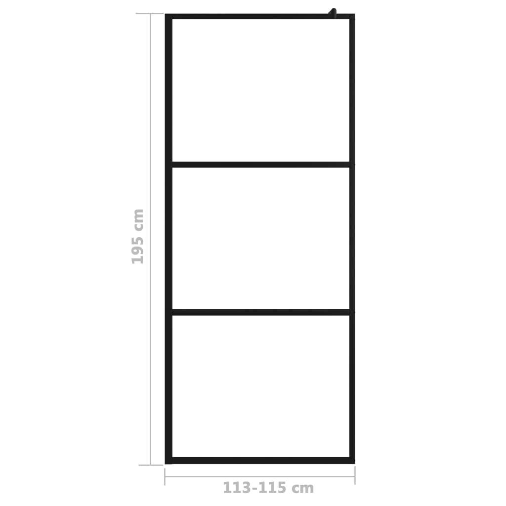 Walk-in Shower Wall with Clear ESG Glass Black 45.3"x76.8"