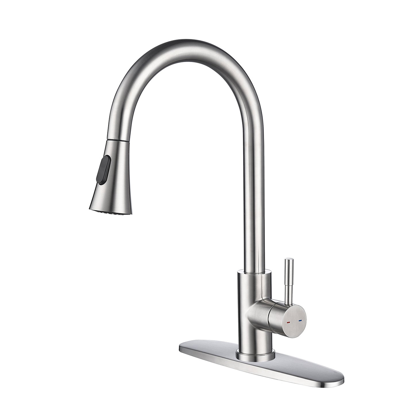 Single Handle High Arc Brushed Nickel Pull out Kitchen Faucet,Single Level Stainless Steel Kitchen Sink Faucets with Pull down Sprayer
