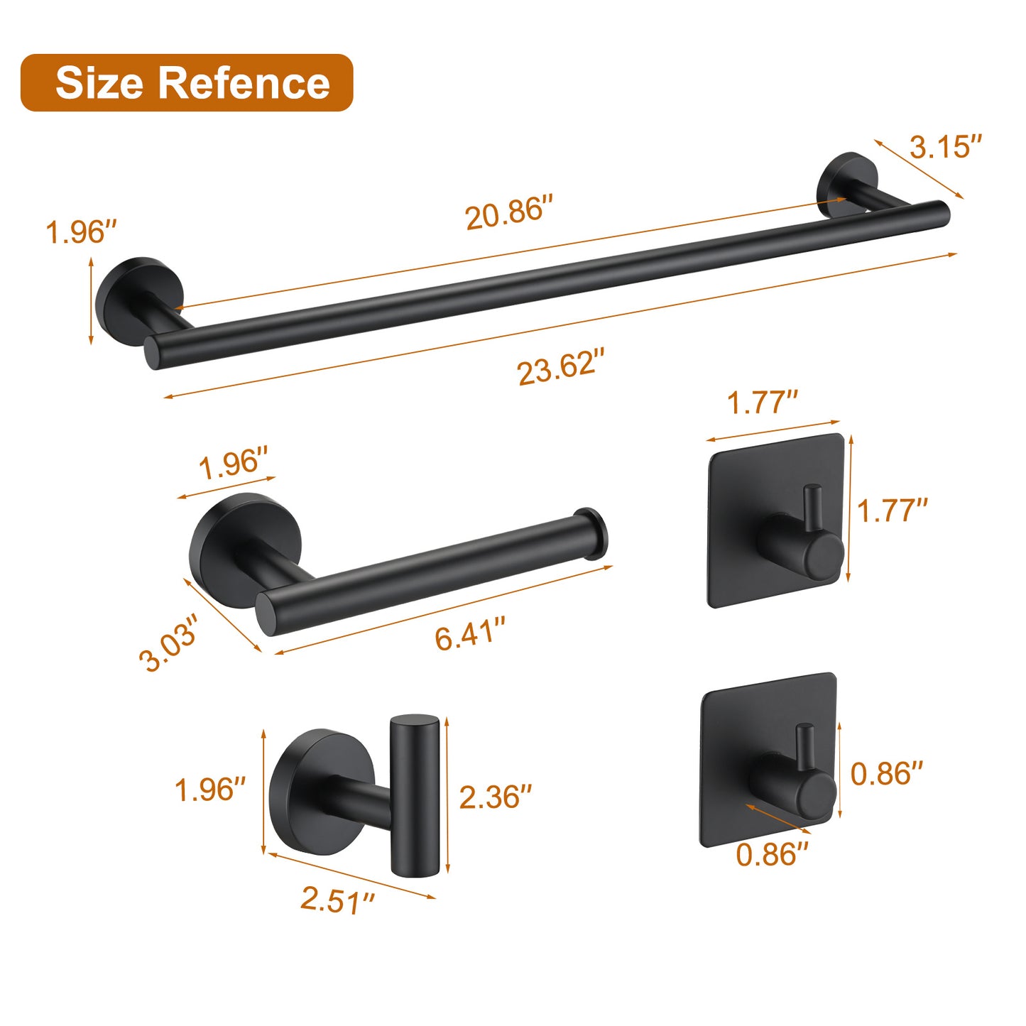 Matte Black Bathroom Hardware Set