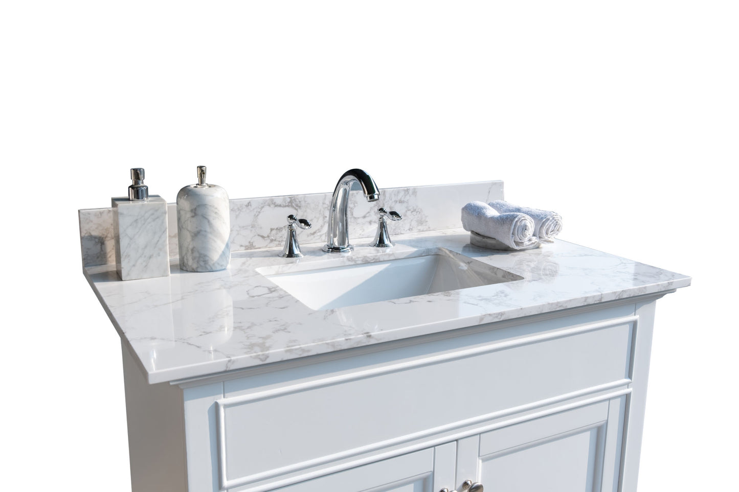 37inch bathroom vanity top stone carrara white new style tops with rectangle undermount ceramic sink and back splash with 3 faucet hole for bathrom cabinet