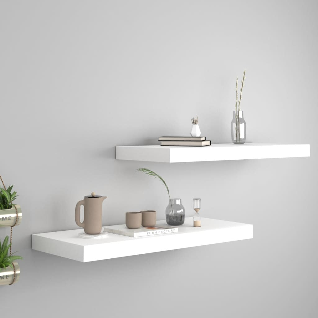 Floating Wall Shelves 2 pcs White 23.6"x9.3"x1.5"